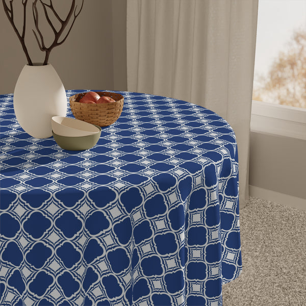 Blue and White Dot Pattern Tablecloth Home Décor