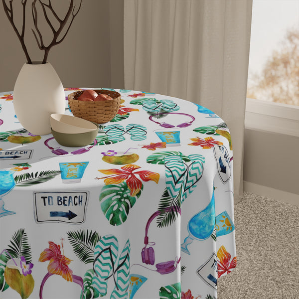 Flip Flop Beach Cocktails Tropical Pattern Tablecloth Décor