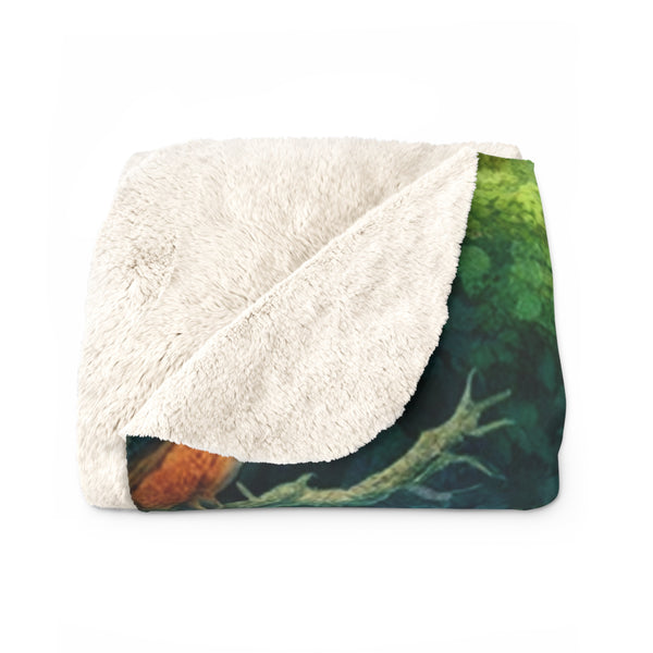 Gift for Gardeners Peacock Sherpa Fleece Blanket Throw