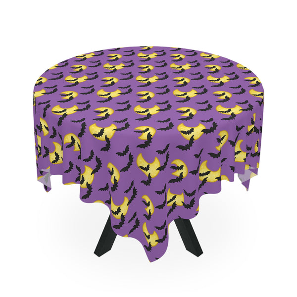 Halloween Bats Moon Tablecloth Holiday Decor Purple