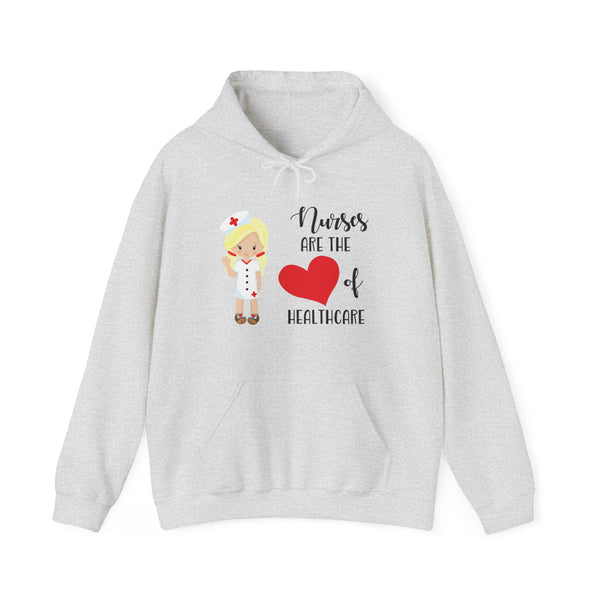 Blonde Nurse Hoodie Sweatshirt Heart of Healthcare, Nurse Hooded Sweatshirt