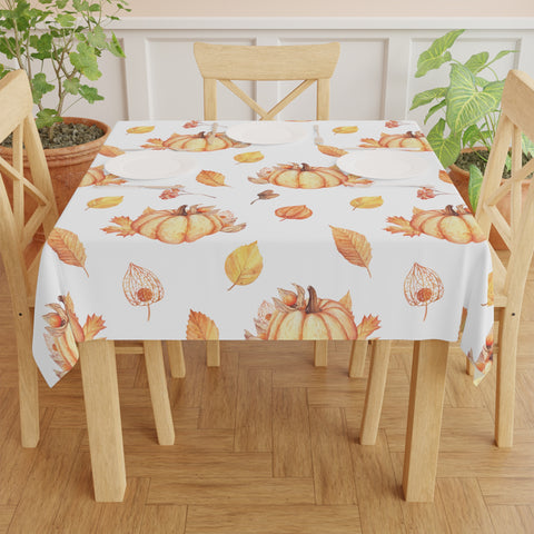 Pumpkin Fall Tablecloth Holiday  Décor Autumn Leaves