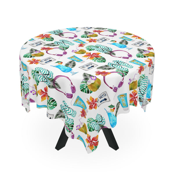 Beach House Tropical Drinks Flowers Tropical Tablecloth Décor