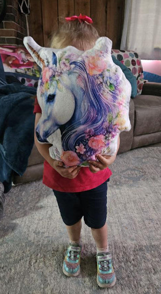 Unicorn Shaped Pillow Floral Fantasy Home Decor Girls Bedroom