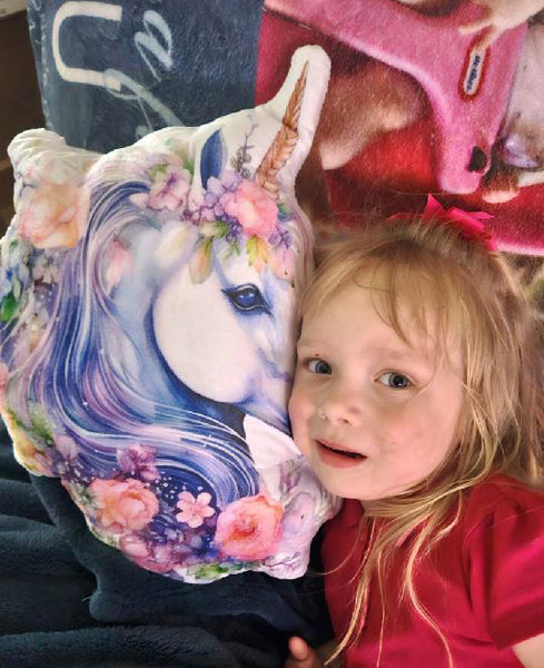 Unicorn Shaped Pillow Floral Fantasy Home Decor Girls Bedroom