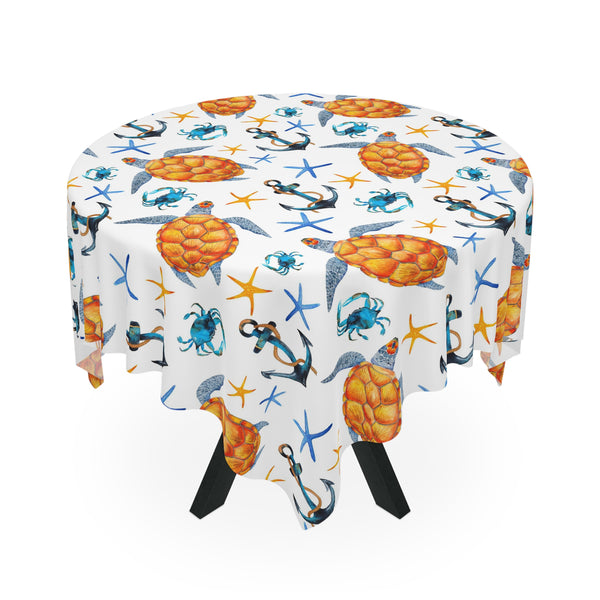 Sea Turtles Anchor Crabs Beach House Tablecloth Home Décor
