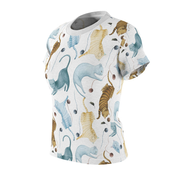 Cat Lovers Women's Cut & Sew Tee (AOP) Playful Kitten Shirt for Women