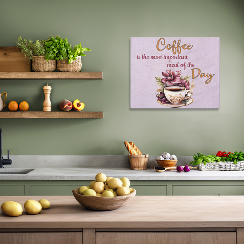 Gifts for Grandma Coffee is the Most Important Meal Kitchen Art Wall Hanging Canvas Gallery Wraps