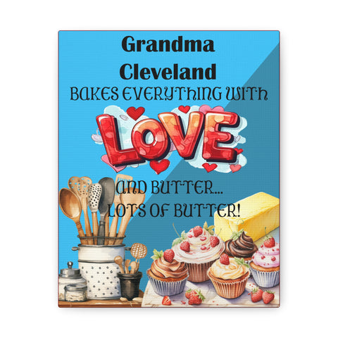 Gifts for Grandma Personalized Baked with Love  Canvas Kitchen Sign