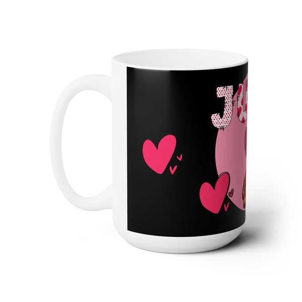 Gifts for Coffee Lovers Personalized Ceramic Mug 15oz with Hearts and Coffee Beans