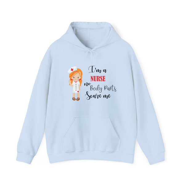 Redhead Nurse Hoodie Sweatshirt No Body Parts Scare Me, Hooded Nurse Sweatshirt