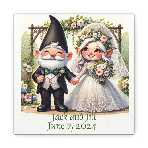 Gifts for Gardeners Personalized Gnome Wedding Canvas Art Housewarming Gift