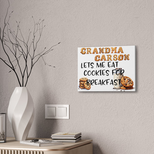 Gifts for Grandma Personalized Cookie for Breakfast Sign Canvas Home Decor