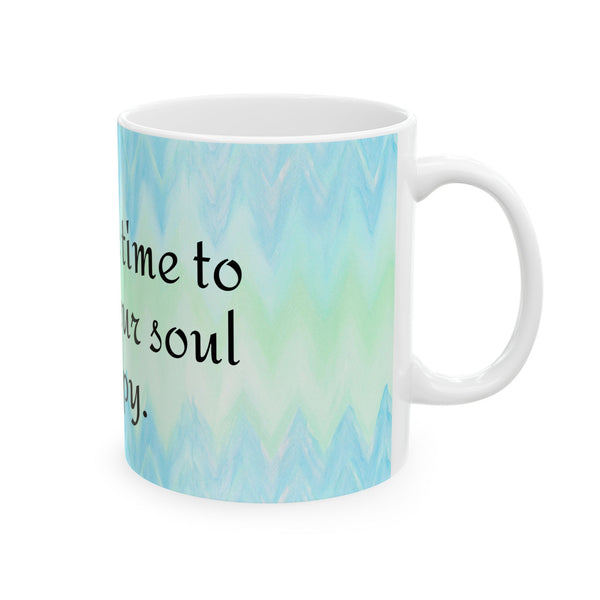 Inspirational Coffee Mug – Yoga Meditation Cup “Take Time Make Your Soul Happy”