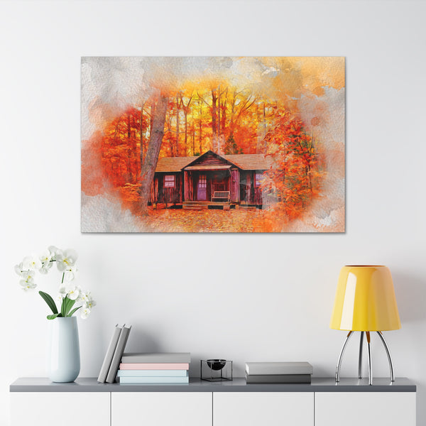 Cabin Lover Watercolor Style Art Canvas Gallery Wraps