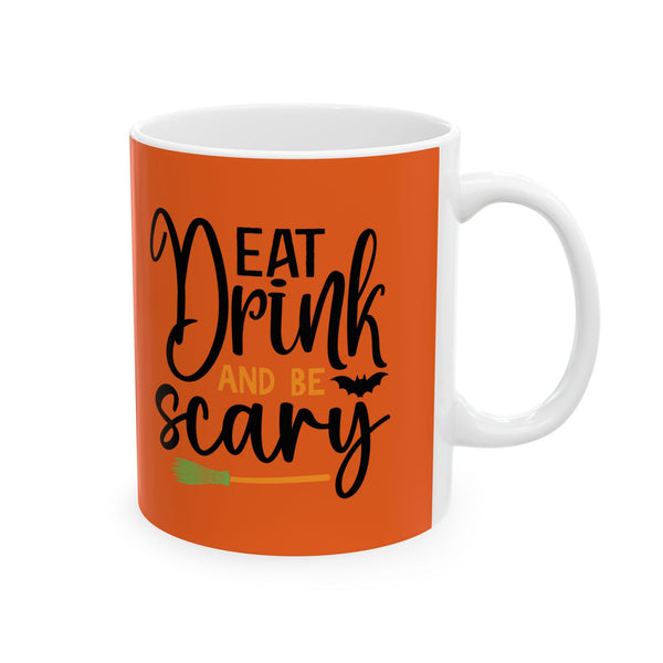 Eat Drink Be Scary Halloween Orange Ceramic Coffee Mug