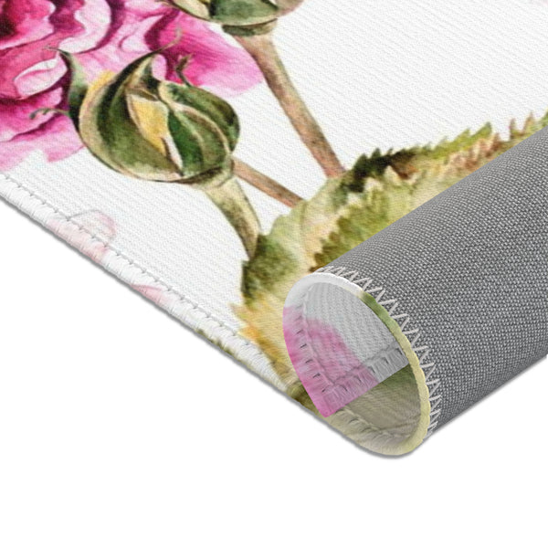 Pink Roses Area Rugs Home Decor Flower Feminine 3 Sizes Durable