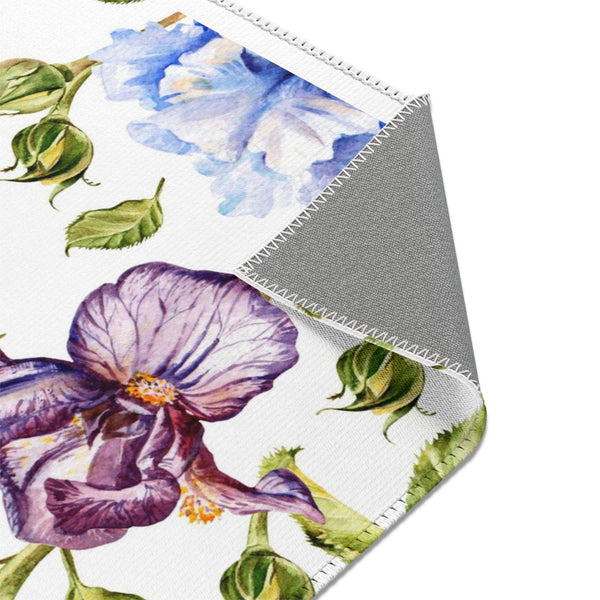 Purple Blue Iris Flower Area Rugs Home Décor Floral 3 Sizes