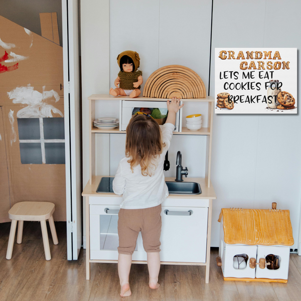 Gifts for Grandma Personalized Cookie for Breakfast Sign Canvas Home Decor