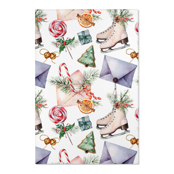 Christmas Décor Skates Candy Cane Area Rugs 3 Sizes Durable