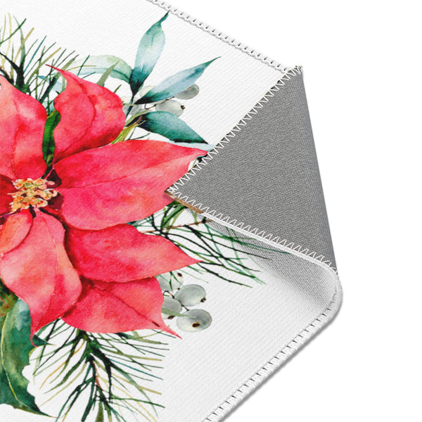 Christmas Home Decor Poinsettia Cookie Area Rugs 3 Sizes Durable