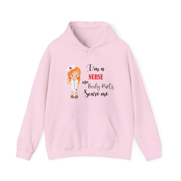 Redhead Nurse Hoodie Sweatshirt No Body Parts Scare Me, Hooded Nurse Sweatshirt