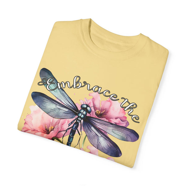 Embrace the Journey Dragonfly Comfort Color T-shirt, Women's Shirts Relaxed Fit Soft Cotton Shirt