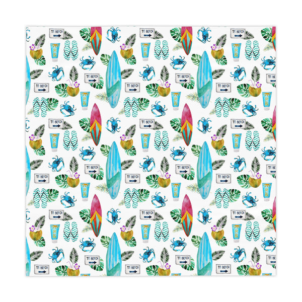 Beach Surfboard Flowers Tropical Pattern Tablecloth Décor