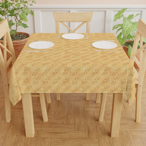 Fall Pattern Tablecloth Décor Autumn Leaves Gold Brown