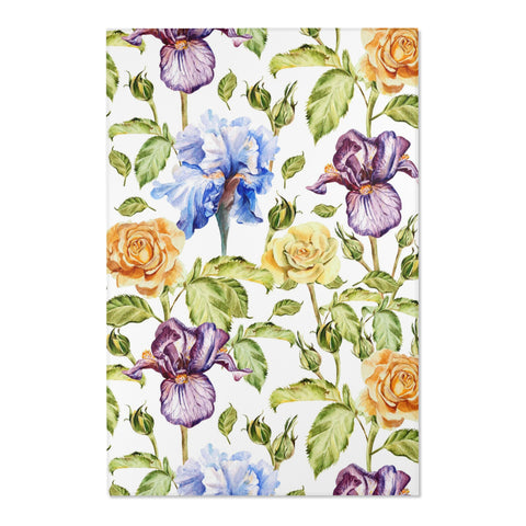 Purple Blue Iris Flower Area Rugs Home Décor Floral 3 Sizes