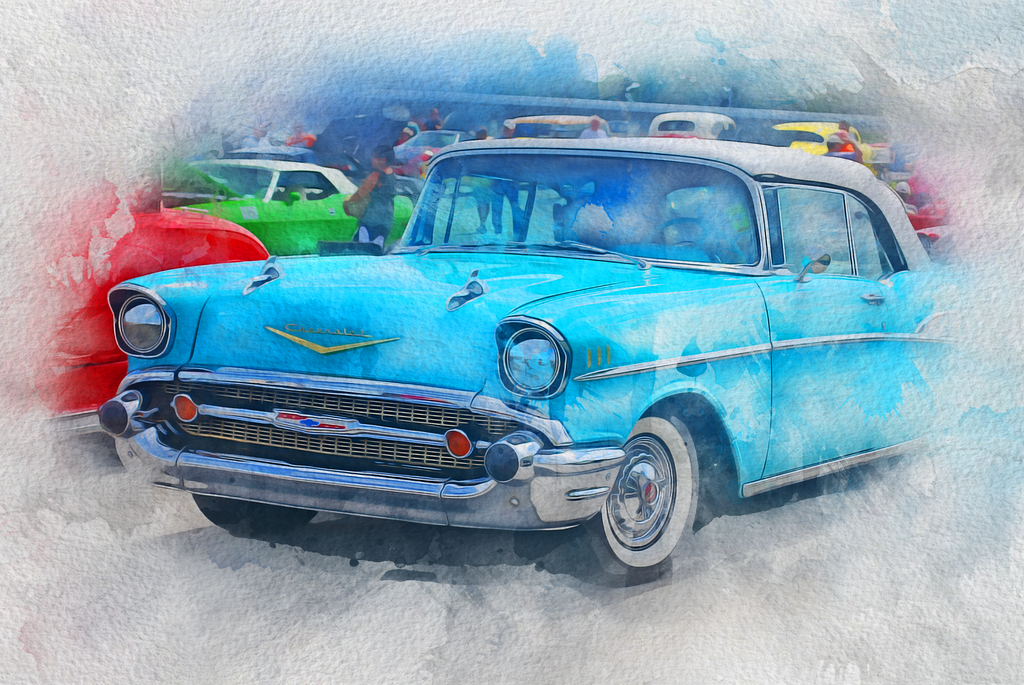 Gifts for Gearheads Watercolor Style Art Canvas Gallery Wraps