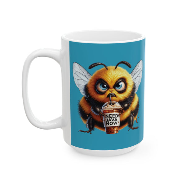 Grumpy Bee Coffee Mug – Funny Cute Insect Cup | Need Java Now Morning Gift