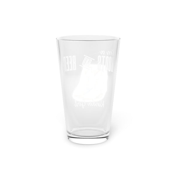 Gift for Cowgirls Boots and Beer Pint Glass, 16oz