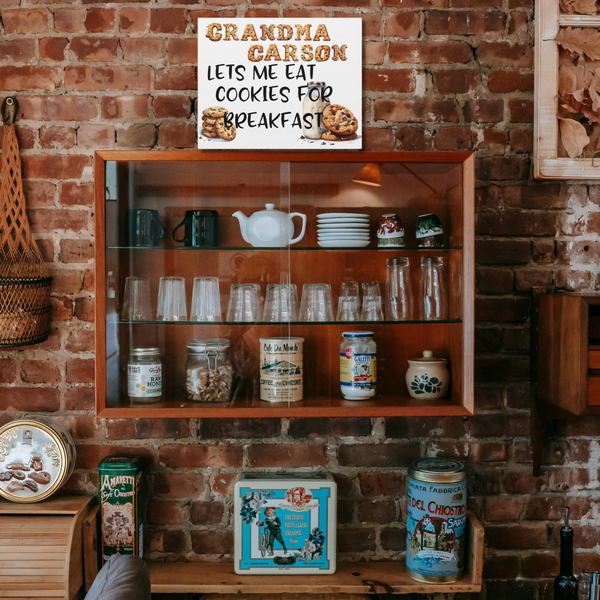 Gifts for Grandma Personalized Cookie for Breakfast Sign Canvas Home Decor