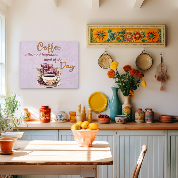 Gifts for Grandma Coffee is the Most Important Meal Kitchen Art Wall Hanging Canvas Gallery Wraps