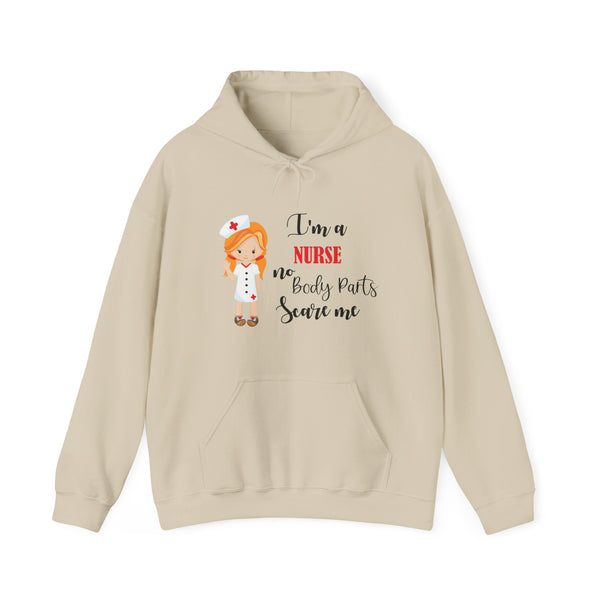 Redhead Nurse Hoodie Sweatshirt No Body Parts Scare Me, Hooded Nurse Sweatshirt