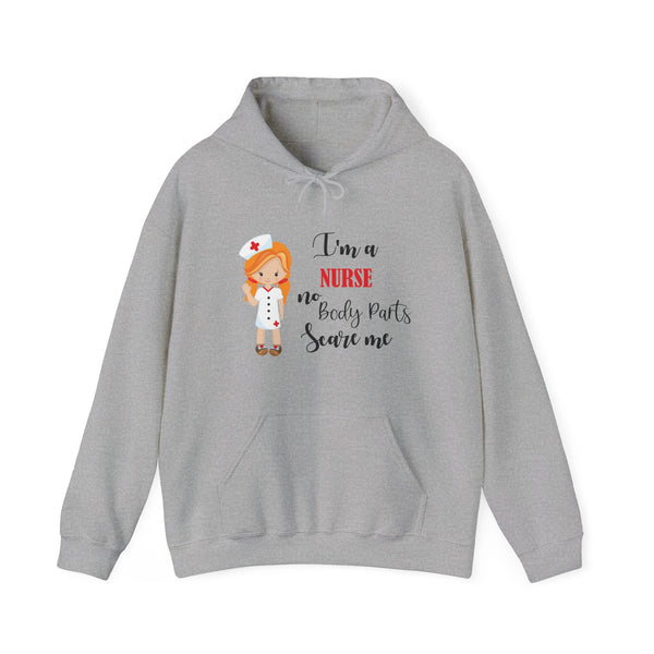 Redhead Nurse Hoodie Sweatshirt No Body Parts Scare Me, Hooded Nurse Sweatshirt