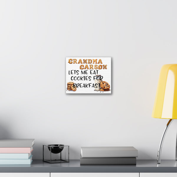 Gifts for Grandma Personalized Cookie for Breakfast Sign Canvas Home Decor