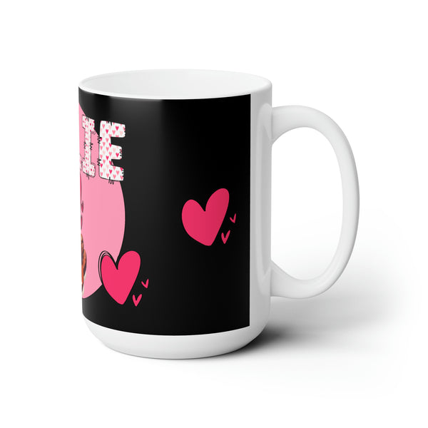 Gifts for Coffee Lovers Personalized Ceramic Mug 15oz with Hearts and Coffee Beans