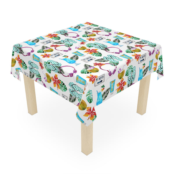 Beach House Tropical Drinks Flowers Tropical Tablecloth Décor
