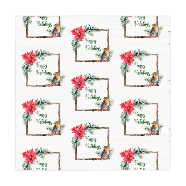 Christmas Happy Holidays Tablecloth Home Décor Poinsettias