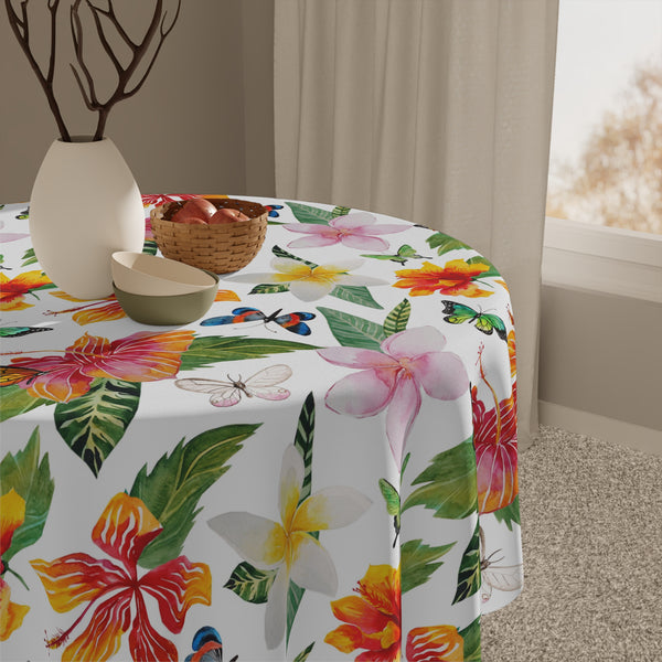 Tropical Hibiscus Flower Pattern Tablecloth Beach House Décor