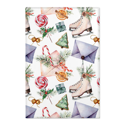 Christmas Décor Skates Candy Cane Area Rugs 3 Sizes Durable