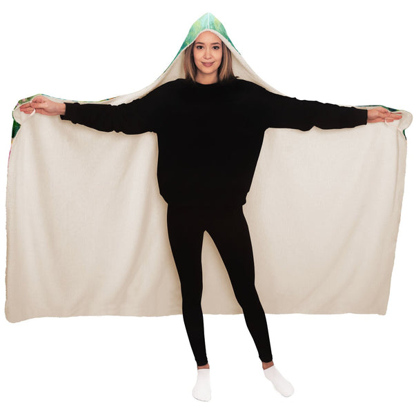 Gifts for Garden Lovers Peacock and Flower Hooded Blanket 4 Sizes 2 Lining Choices