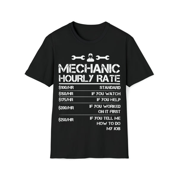 Gift for Gearheads Funny Mechanic Rates Unisex Softstyle T-Shirt for Guys
