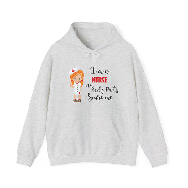 Redhead Nurse Hoodie Sweatshirt No Body Parts Scare Me, Hooded Nurse Sweatshirt