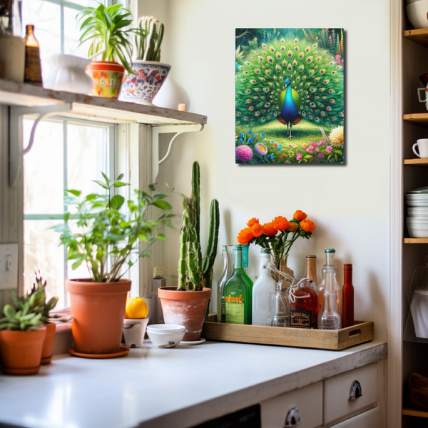 Gift for Gardeners Peacock 8x10 Kitchen Sign Canvas Gallery Wrap