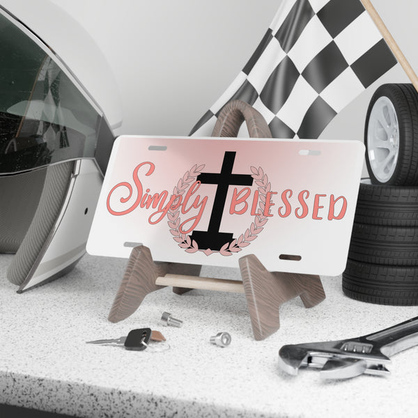 Simply Blessed Vanity Plate: Personalized Car Decor, Faith-Based Gift