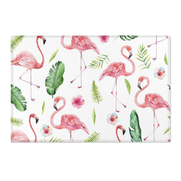 Florida Tropical Flamingo Beach Area Rugs 3 Sizes Durable