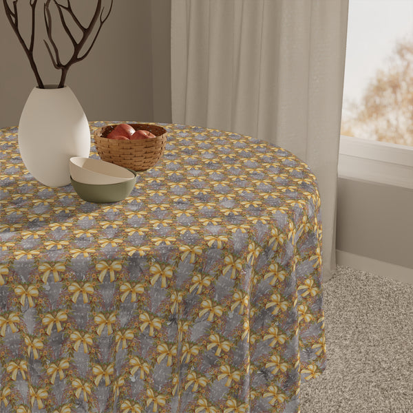 Gold Bow Pattern Tablecloth Décor Holiday